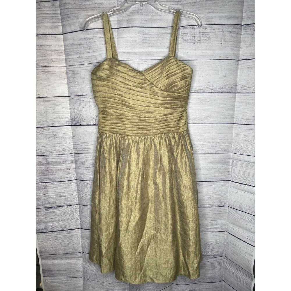 Women's Isadora Collection gold ruched bodice side zipper dress size 6 petite